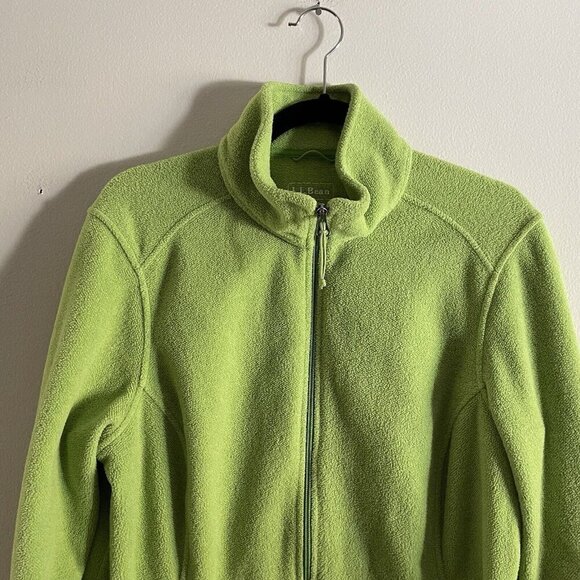 L.L. Bean Women Sz M Lime Green Full Zip Polartec Fleece Zip Pockets Jacket - Picture 5 of 9